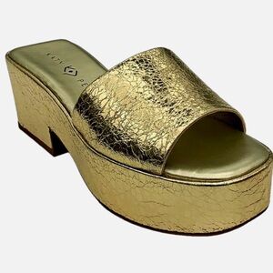 Katy Perry Women's The Busy Bee Slip-On Slide Sandal Gold size 8M